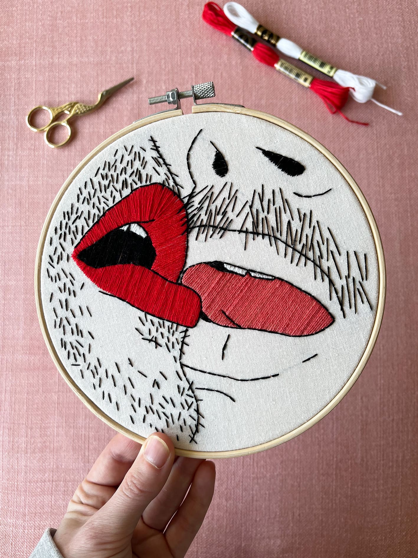 Moustache Lovers embroidery kit